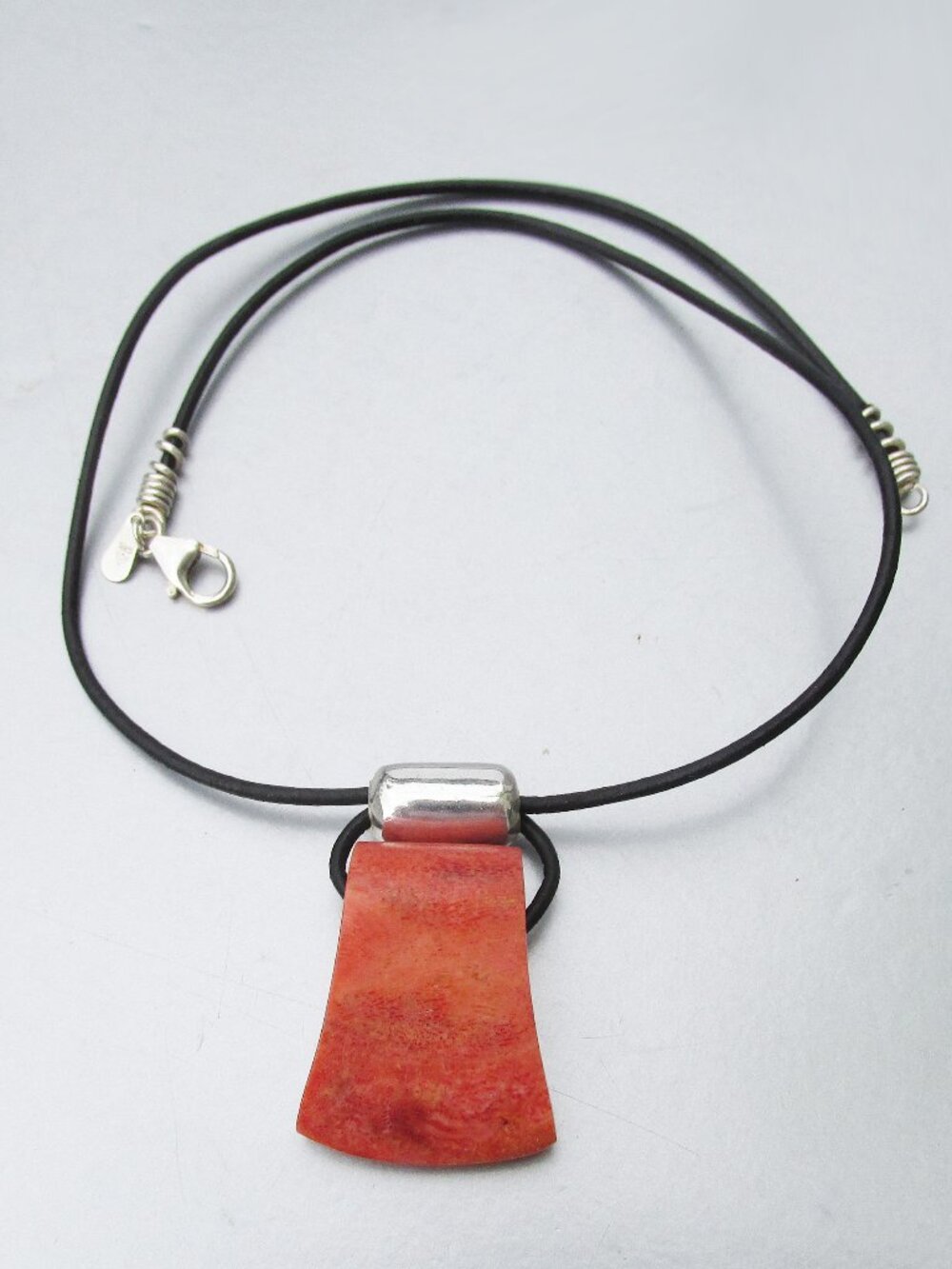 Retired SILPADA Sterling Silver CARDINAL RULE Coral Pendant Necklace N0965